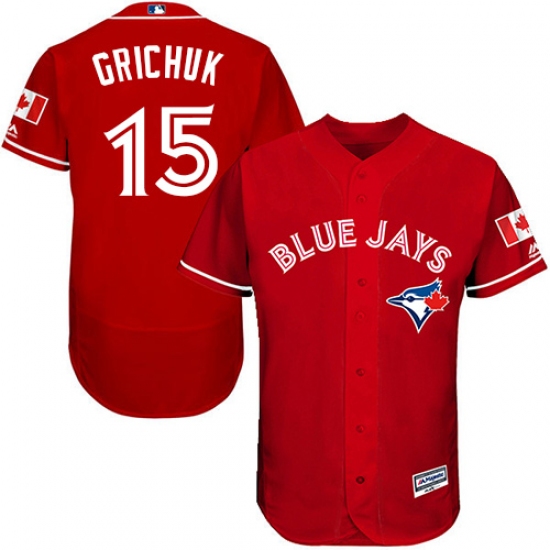 Men's Majestic Toronto Blue Jays #15 Randal Grichuk Scarlet Alternate Flex Base Authentic Collection Alternate MLB Jersey - Ujersey