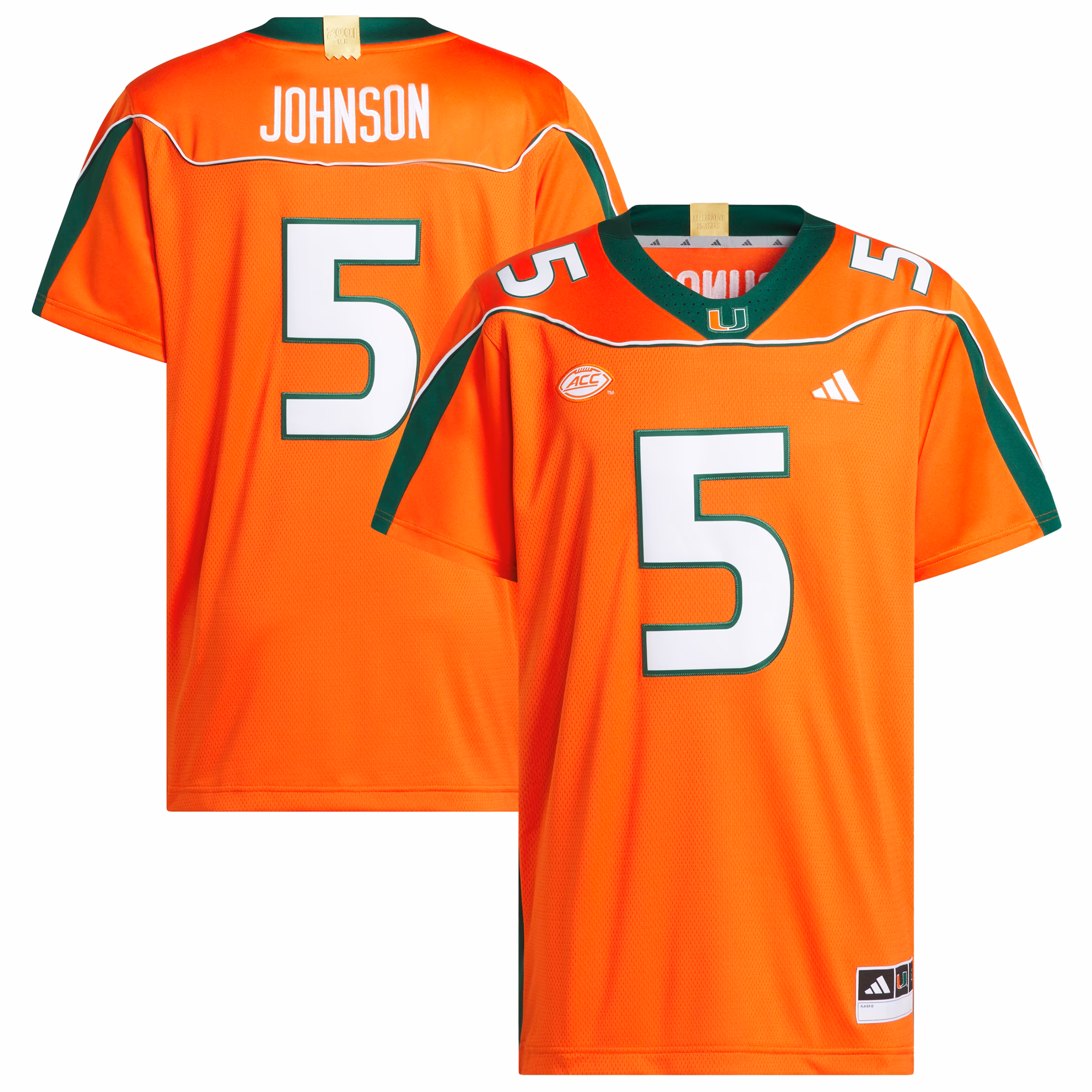 Men's adidas Andre Johnson Orange Miami Hurricanes Home It's Back Premier Jersey - Ujersey