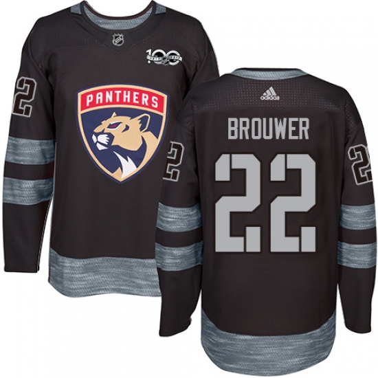 Men's Adidas Florida Panthers #22 Troy Brouwer Authentic Black 1917-2017 100th Anniversary NHL Jersey - Ujersey