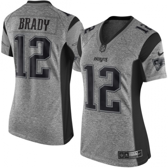 Women's Nike New England Patriots #12 Tom Brady Limited Gray Gridiron NFL Jersey - Ujersey