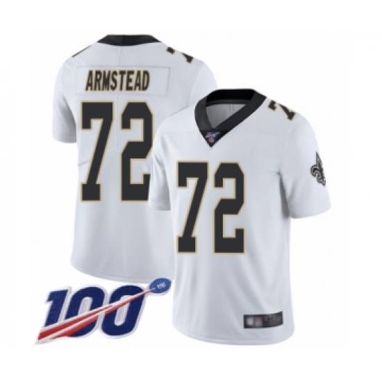 Men's New Orleans Saints #72 Terron Armstead White Vapor Untouchable Limited Player 100th Season Football Jersey - Ujersey