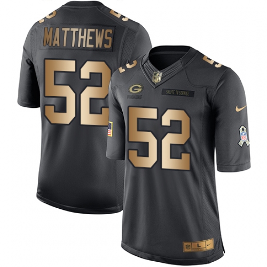 Youth Nike Green Bay Packers #52 Clay Matthews Limited Black/Gold Salute to Service NFL Jersey - Ujersey