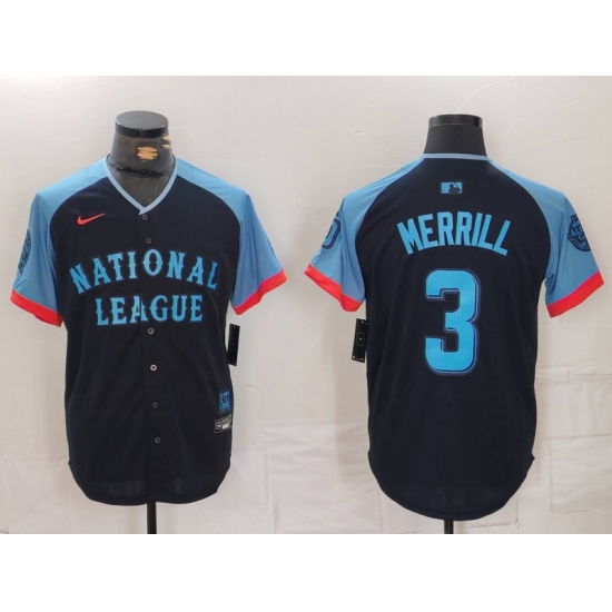 Men's San Diego Padres #3 Jackson Merrill Navy 2024 All Star Limited Stitched Jersey - Ujersey