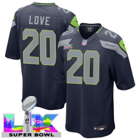 Men's Seattle Seahawks #20 Julian Love Blue 2025 2026 Super Bowl LX F U S E Stitched Jersey - Ujersey