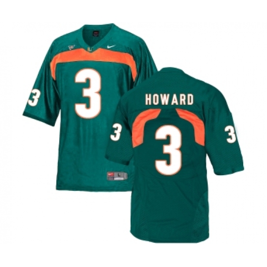 Miami Hurricanes 3 Tracy Howard Green College Football Jersey - Ujersey