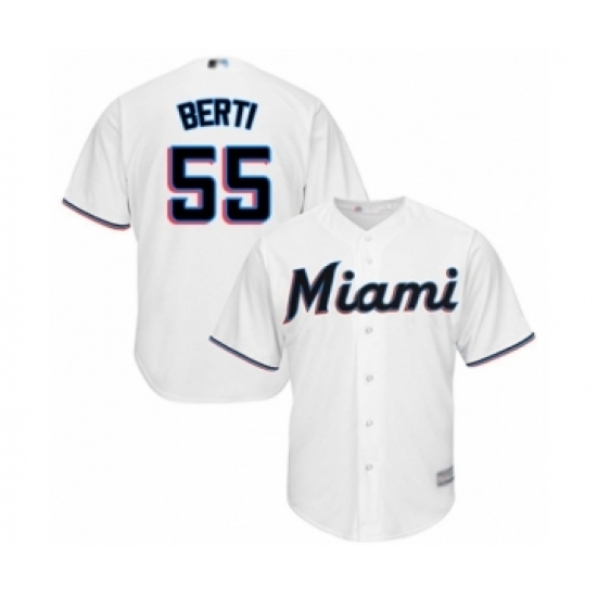 Youth Miami Marlins #55 Jon Berti Authentic White Home Cool Base Baseball Player Jersey - Ujersey