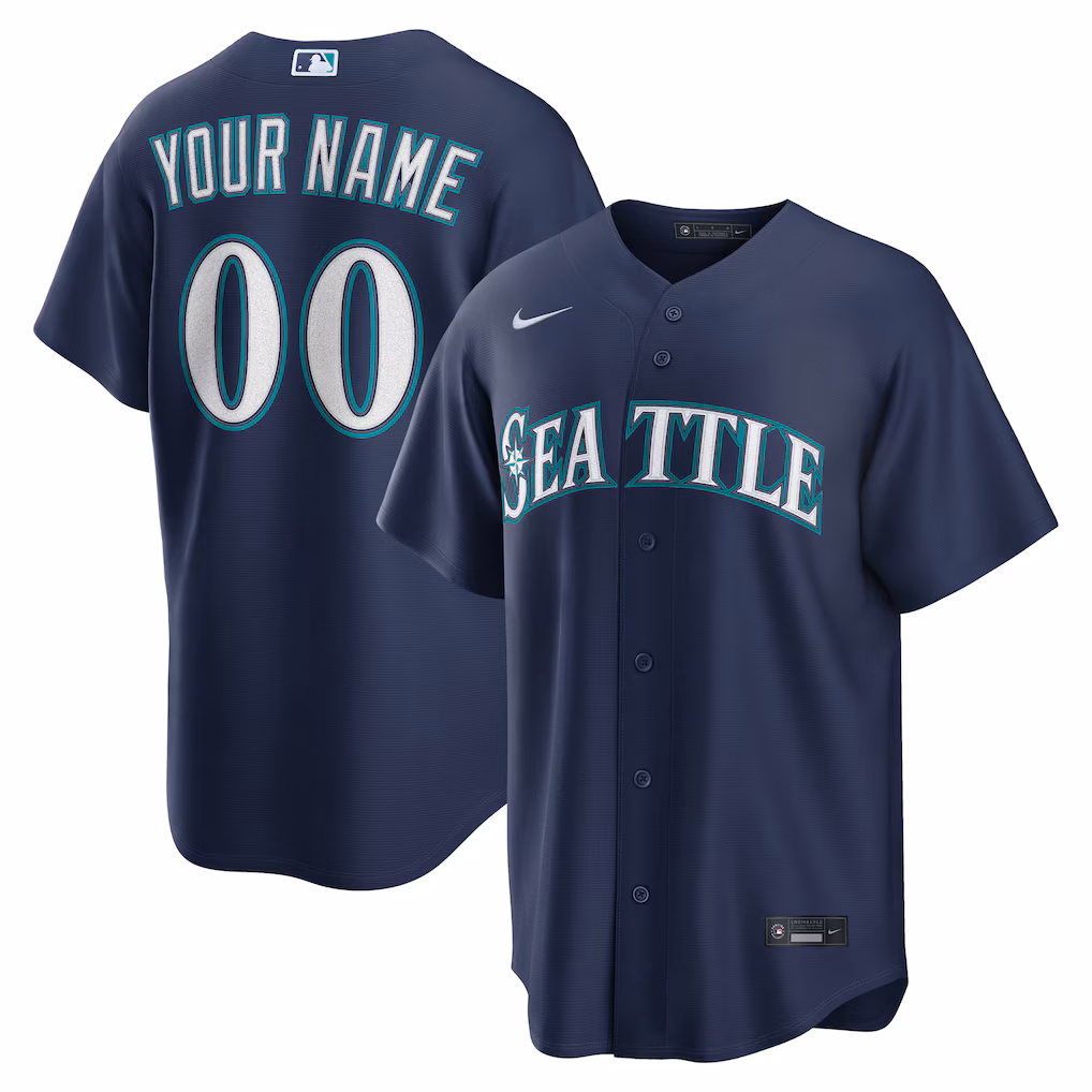 Men's Seattle Mariners Nike Navy Road Replica Custom Jersey - ujerseystore