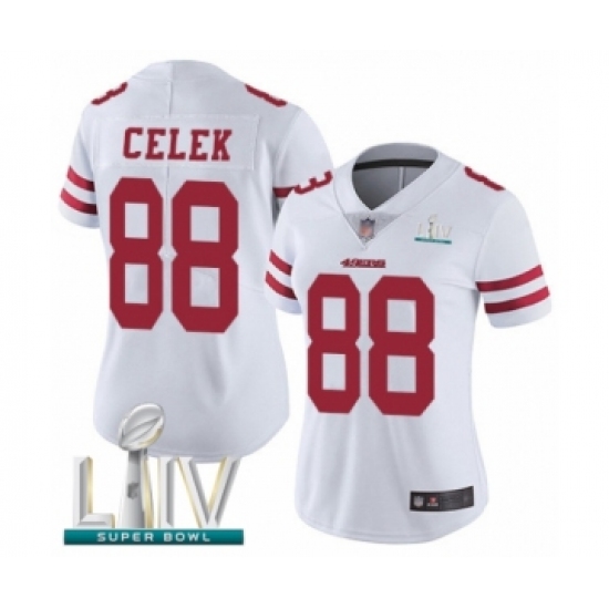 Women's San Francisco 49ers #88 Garrett Celek White Vapor Untouchable Limited Player Super Bowl LIV Bound Football Jersey - Ujersey
