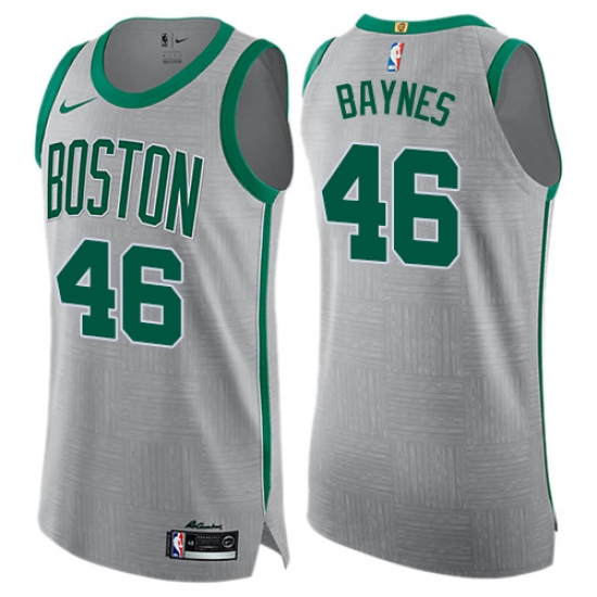 Men's Nike Boston Celtics #46 Aron Baynes Authentic Gray NBA Jersey - City Edition - Ujersey