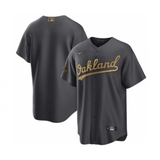 Men's Oakland Athletics Blank Charcoal 2022 All-Star Cool Base Stitched Baseball Jersey - Ujersey