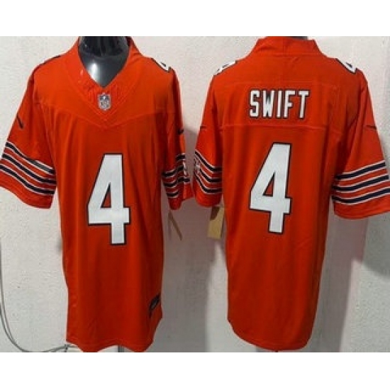Men's Chicago Bears #4 D'Andre Swift Limited Orange FUSE Vapor Jersey - Ujersey