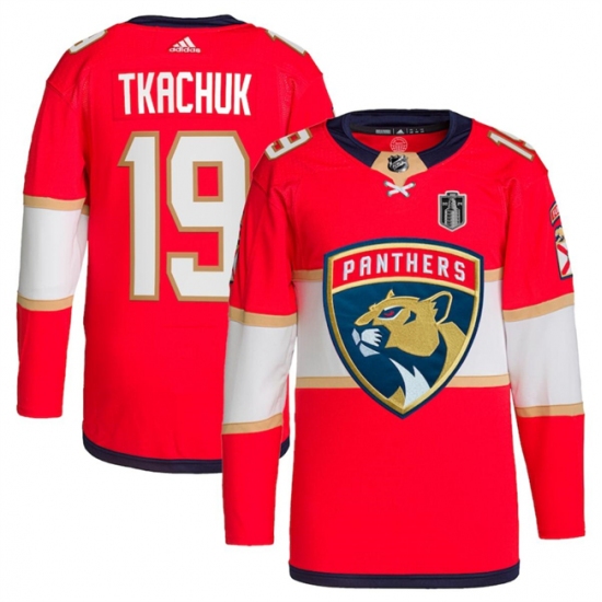 Men's Florida Panthers #19 Matthew Tkachuk Red 2024 Stanley Cup Final Stitched Jersey - Ujersey