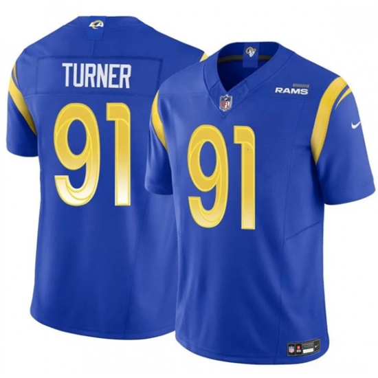 Men's Los Angeles Rams #91 Kobie Turner Blue 2025 F.U.S.E. Vapor Untouchable Football Stitched Jersey - Ujersey