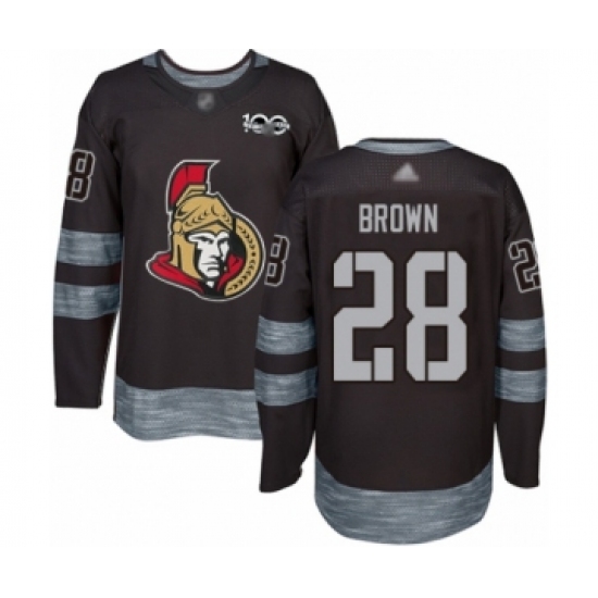 Men's Ottawa Senators #28 Connor Brown Authentic Black 1917-2017 100th Anniversary Hockey Jersey - Ujersey