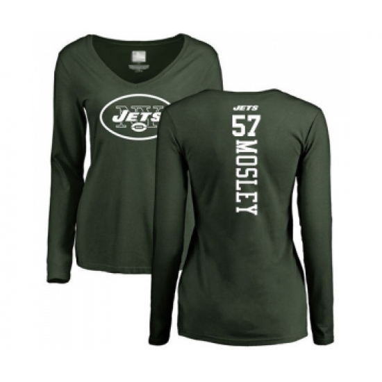 Football Women's New York Jets #57 C.J. Mosley Green Backer Long Sleeve T-Shirt - Ujersey
