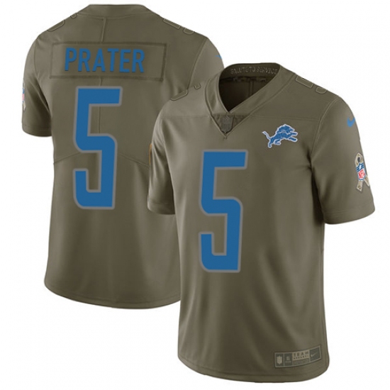 Men's Nike Detroit Lions #5 Matt Prater Limited Olive 2017 Salute to Service NFL Jersey - Ujersey