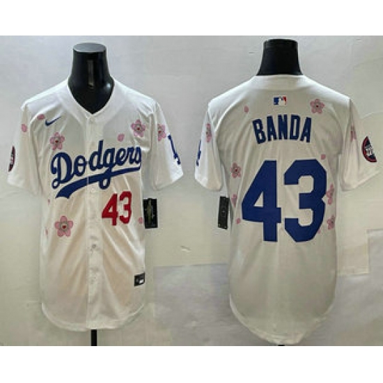 Men's Los Angeles Dodgers #43 Anthony Banda White 2025 Tokyo Series Limited Jersey - Ujersey
