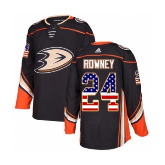 Youth Adidas Anaheim Ducks #24 Carter Rowney Authentic Black USA Flag Fashion NHL Jersey - Ujersey