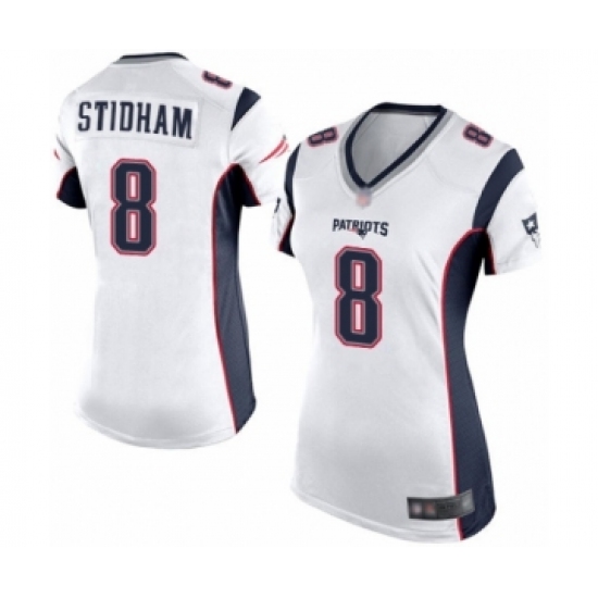 Women's New England Patriots #8 Jarrett Stidham Game White Football Jersey - Ujersey