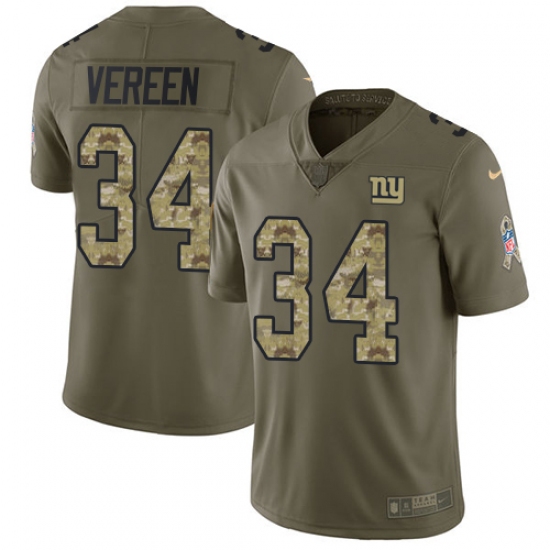 Men's Nike New York Giants #34 Shane Vereen Limited Olive/Camo 2017 Salute to Service NFL Jersey - Ujersey