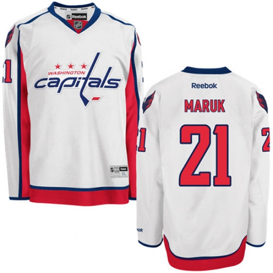 Women's Reebok Washington Capitals #21 Dennis Maruk Authentic White Away NHL Jersey - Ujersey