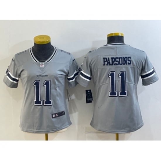 Women's Dallas Cowboys #11 Micah Parsons Grey 2020 Inverted Legend Stitched NFL Nike Limited Jersey - Ujersey