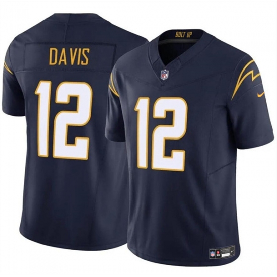 Men's Los Angeles Chargers #12 Derius Davis Navy 2024 F.U.S.E. Vapor Limited Football Stitched Jersey - Ujersey