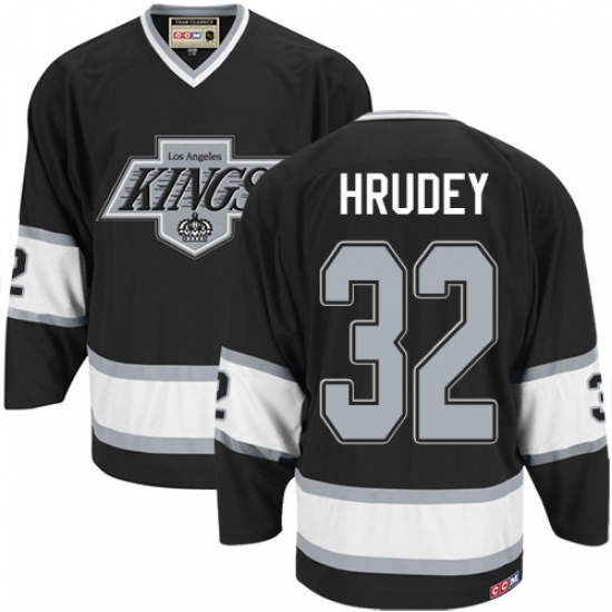 Men's CCM Los Angeles Kings #32 Kelly Hrudey Authentic Black Throwback NHL Jersey - Ujersey