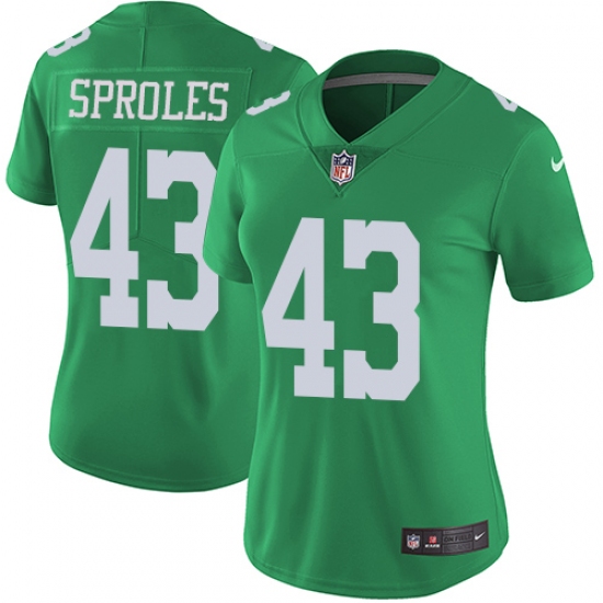 Women's Nike Philadelphia Eagles #43 Darren Sproles Limited Green Rush Vapor Untouchable NFL Jersey - Ujersey
