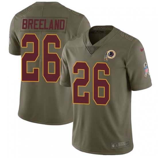 Youth Nike Washington Redskins #26 Bashaud Breeland Limited Olive 2017 Salute to Service NFL Jersey