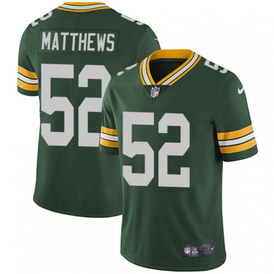 Youth Nike Green Bay Packers #52 Clay Matthews Elite Green Team Color NFL Jersey - Ujersey