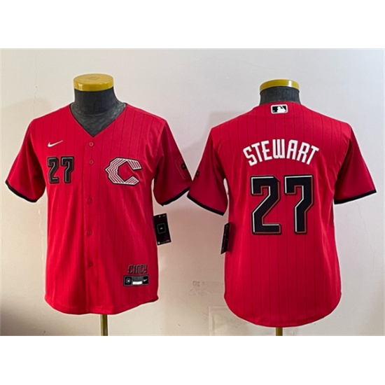 Women's Cincinnati Reds #27 Sal Stewart Red 2026 City Connect Stadium Stitched Baseball Jersey(Run Small) - Ujersey