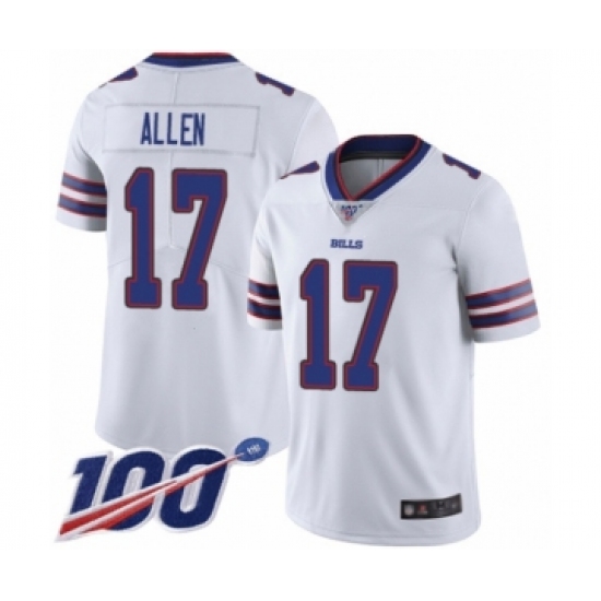 Men's Nike Buffalo Bills #17 Josh Allen White Vapor Untouchable Limited Player 100th Season NFL Jersey - Ujersey