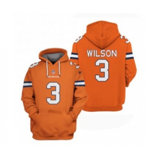 Men's Denver Broncos #3 Russell Wilson Orange Pullover Hoodie - Ujersey