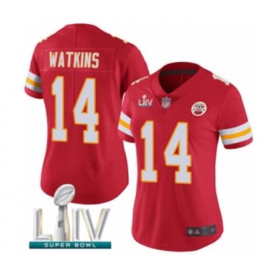 Women's Kansas City Chiefs #14 Sammy Watkins Red Team Color Vapor Untouchable Limited Player Super Bowl LIV Bound Football Jersey - Ujersey