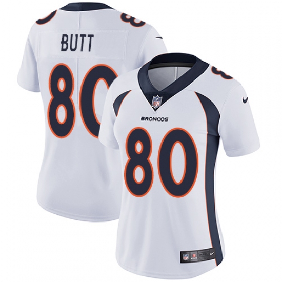 Women's Nike Denver Broncos #80 Jake Butt White Vapor Untouchable Limited Player NFL Jersey - Ujersey