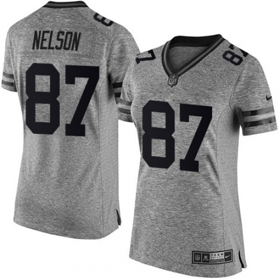 Women's Nike Green Bay Packers #87 Jordy Nelson Limited Gray Gridiron NFL Jersey - Ujersey