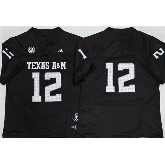 Men's Texas A&M Aggies Lions #12 Premier Strategy Black 2025 F.U.S.E. Stitched Jersey - Ujersey