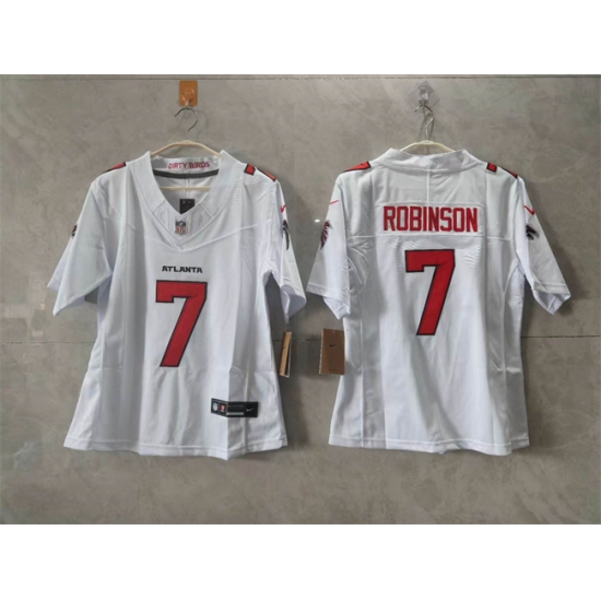 Women's Atlanta Falcons #7 Bijan Robinson White 2026 New F.U.S.E. Stitched Jersey(Run Small) - Ujersey