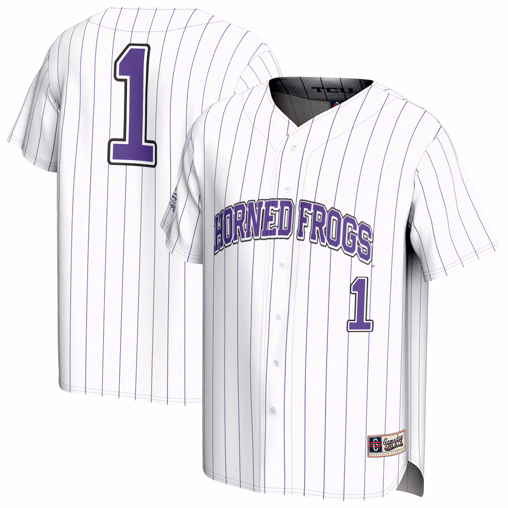 Youth GameDay Greats White TCU Horned Frogs Lightweight Collegiate Baseball Fashion Jersey - Ujersey Shop