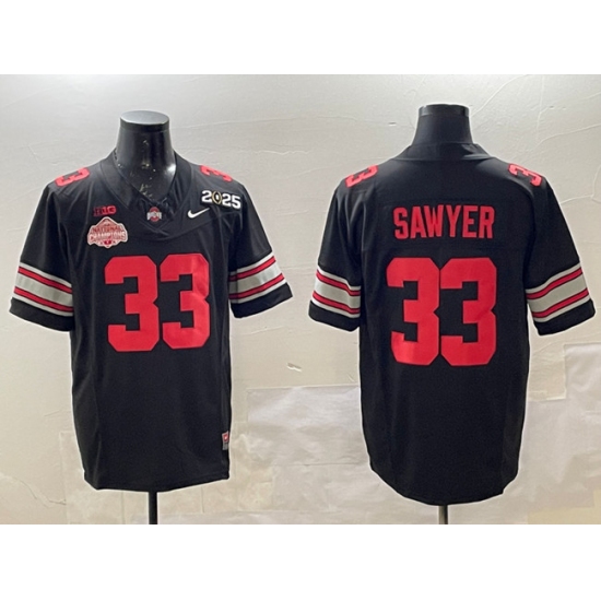 Men's Ohio State Buckeyes #33 Jack Sawyer Black 2025 CFP Final With National Champions F.U.S.E. Vapor Limited Stitched Football Jersey - Ujersey
