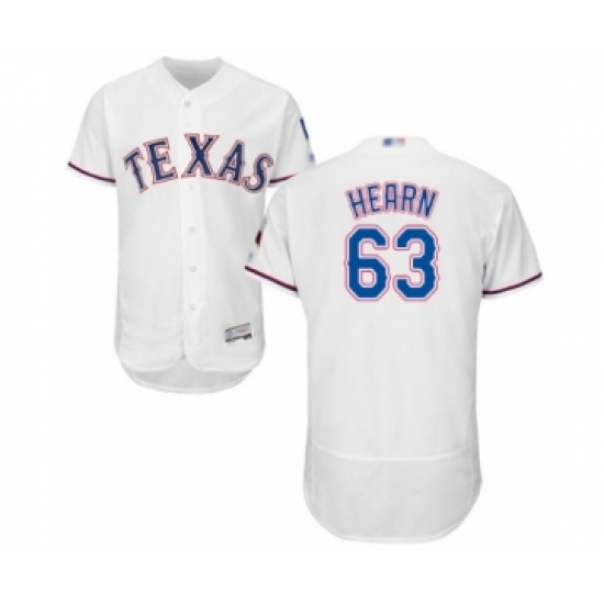 Men's Texas Rangers #63 Taylor Hearn White Home Flex Base Authentic Collection Baseball Player Jersey - Ujersey