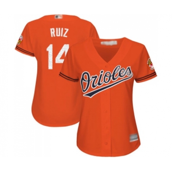 Women's Baltimore Orioles #14 Rio Ruiz Replica Orange Alternate Cool Base Baseball Jersey - Ujersey