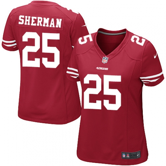 Women's Nike San Francisco 49ers #25 Richard Sherman Game Red Team Color NFL Jersey - Ujersey