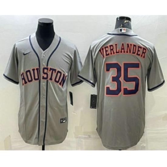 Men's Houston Astros #35 Justin Verlander Grey Stitched MLB Cool Base Nike Jersey - Ujersey