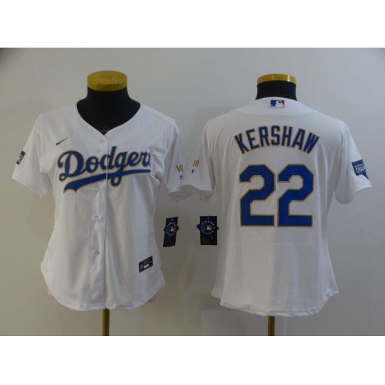 Women's Nike Los Angeles Dodgers #22 Clayton Kershaw White Champions Authentic Jersey - Ujersey