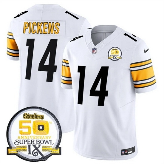 Men's Pittsburgh Steelers #14 George Pickens White 2024 F U S E 50th Anniversary Of Super Bowl IX Alternate Vapor Untouchable Limited Stitched Jersey - Ujersey