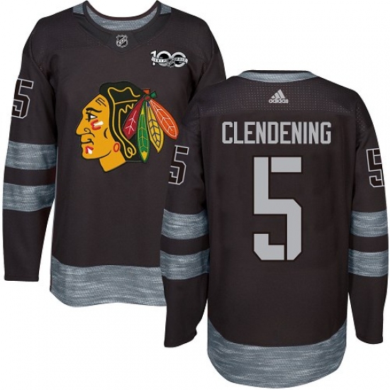 Men's Adidas Chicago Blackhawks #5 Adam Clendening Authentic Black 1917-2017 100th Anniversary NHL Jersey - Ujersey