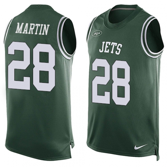 Men's Nike New York Jets #28 Curtis Martin Limited Green Player Name & Number Tank Top NFL Jersey - Ujersey