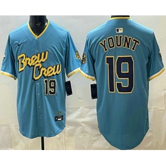 Men's Milwaukee Brewers #19 Robin Yount Powder Blue Limited Jersey - Ujersey